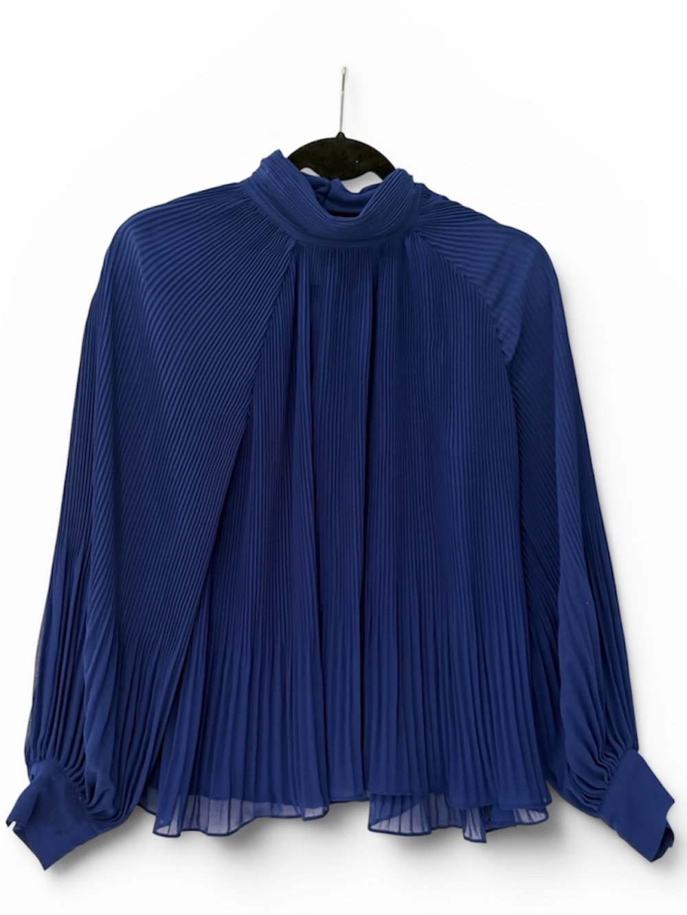 Banana Republic Royal Blue Pleated Mock Neck Blouse | Size Small